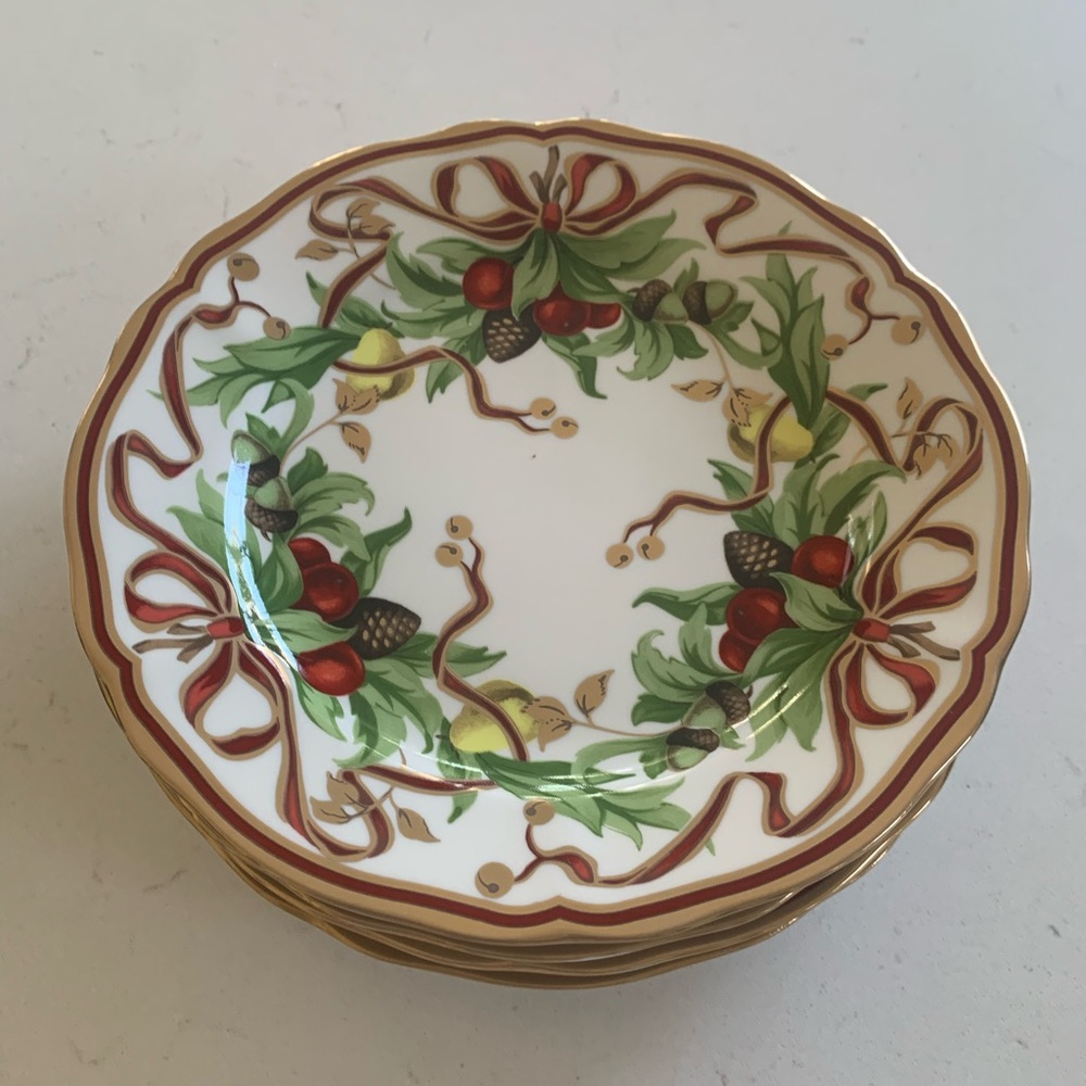 Tiffany & Company HOLIDAY Ribbon Salad Plates Set of 4 Japan
